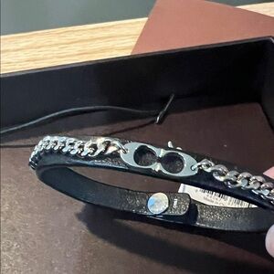 Coach Black Bracelet with Silver Chain